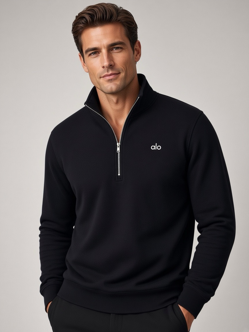 🖤 Alo Black Quarter-Zip Sweater Unisex 🖤 - Picture 2 of 4